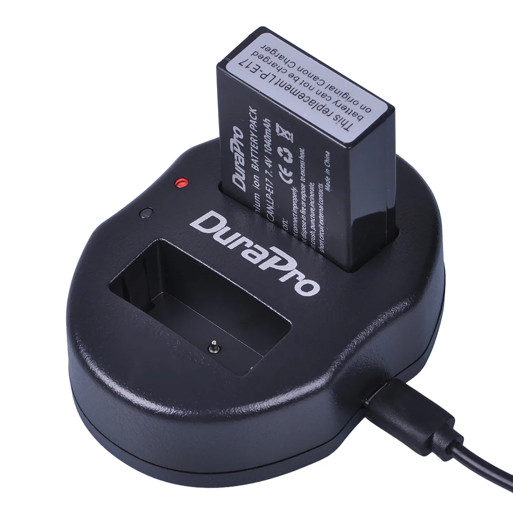 DuraPro 2 шт. 7 4 в 1040 мАч LP-E17 LPE17 LP E17 батарея + USB двойное зарядное устройство для canon EOS