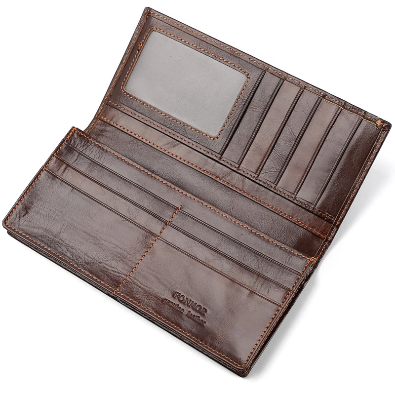 RFID Длинный кошелек из натуральной кожи мужской бизнес держатель для карт