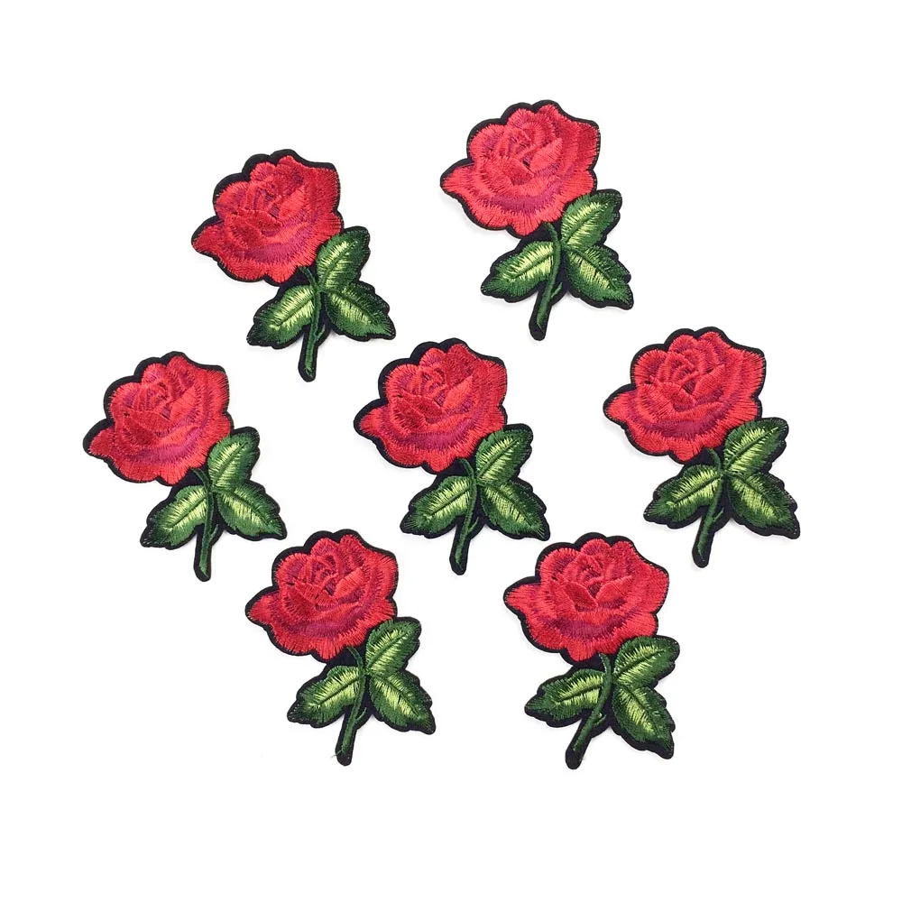 10 шт. вышитый цветок Роза патч железо на патчи для одежды значке аппликация шитья