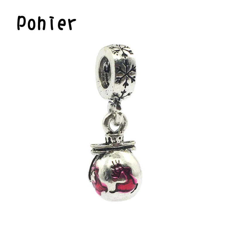 Рождественский олень сика подвеска с красной эмалью европейские бусины подходят