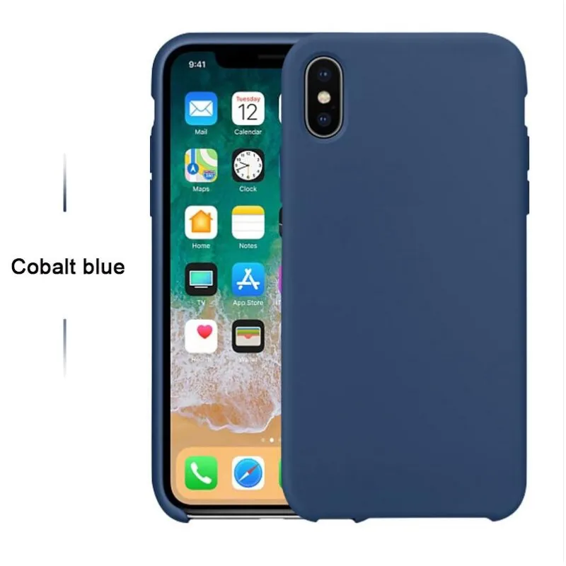Blue Cobalt Чехол для iPhone Xs MAX XR X чехол s для Apple iPhone 7 8 6 s Plus 5S SE официальный стиль силиконовый чехол с логотипом - Цвет: Blue Cobalt