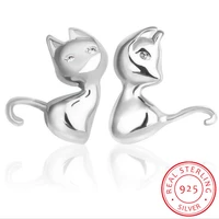 cat earrings 925 sterling silver kitty cat animal stud earrings for women fine jewelry girl kid gift brincos hse450