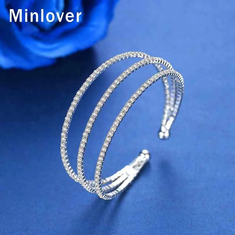 Minlover классические Многослойные браслеты со стразами на запястье для женщин