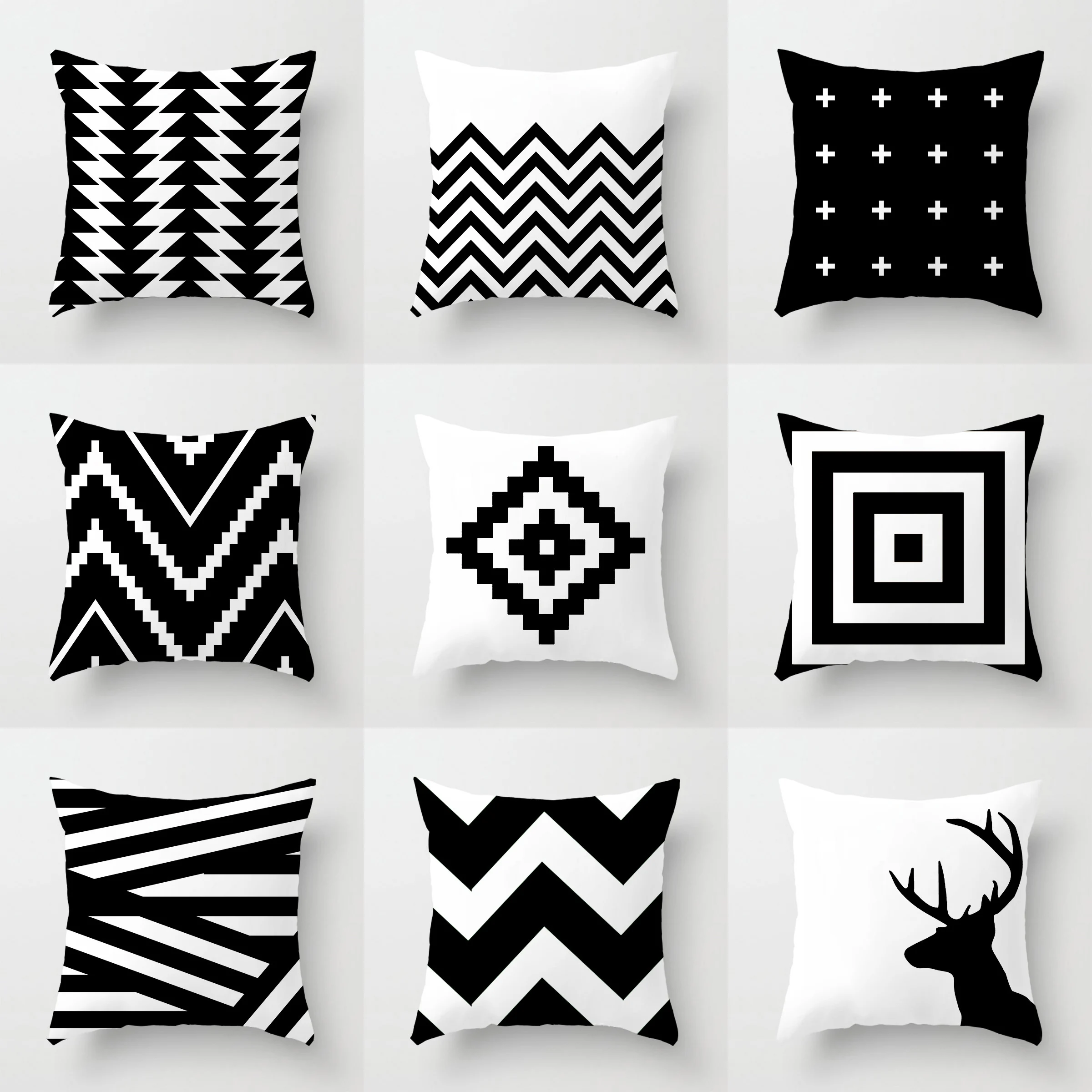 Pillow Case Cover Geometric Plaid Black White Pillowcase Dawegama Home New | Дом и сад