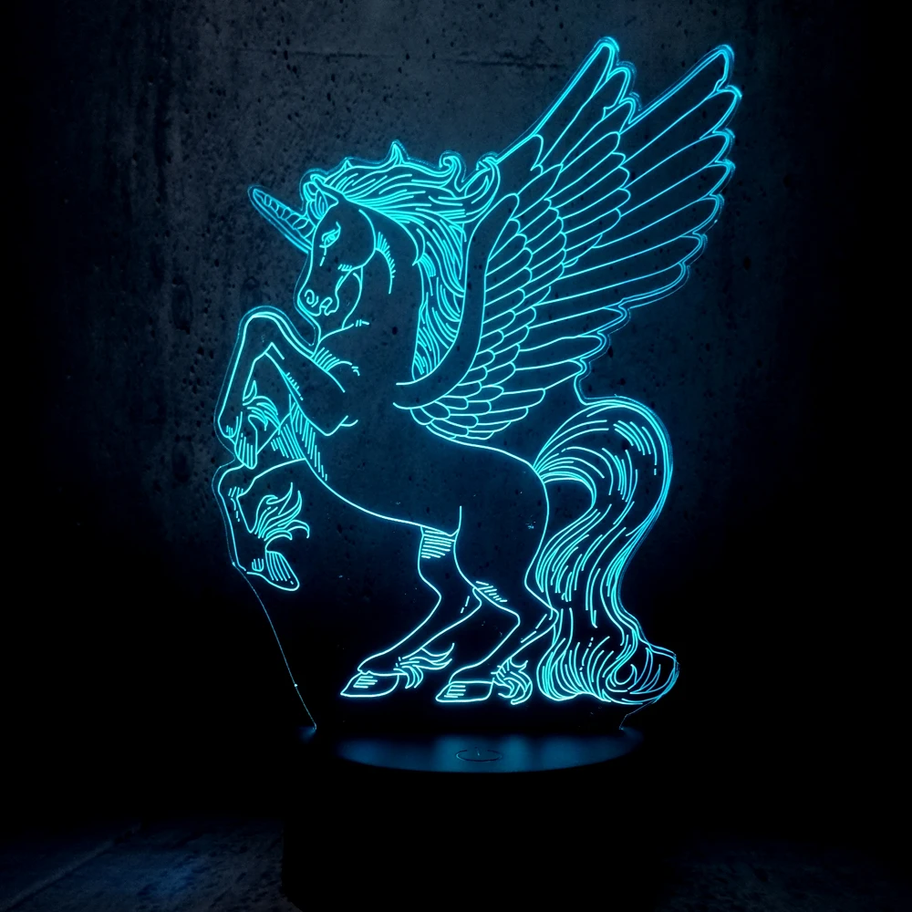 Светодиодная лампа Pegasus 3D ночник декор для детской комнаты подарки детей подарок