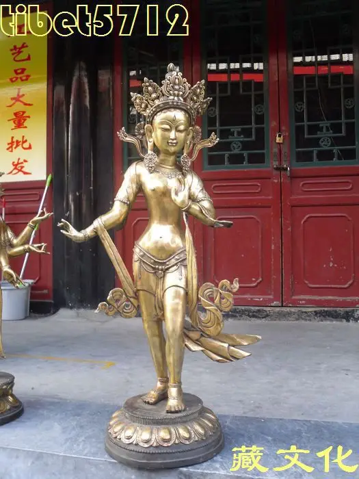 Тибетская старая бронза ТАРА статуя Будды богиня Кван-Инь Бодхисаттва Свадебные