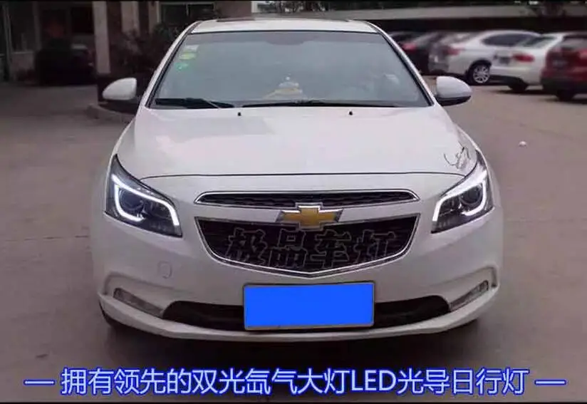2pcs Bumper lamp for chevrolet Cruze Headlight 2016year DRL Bi Xenon Lens HI LO Parking HID Fog Lamp cruze Taillight