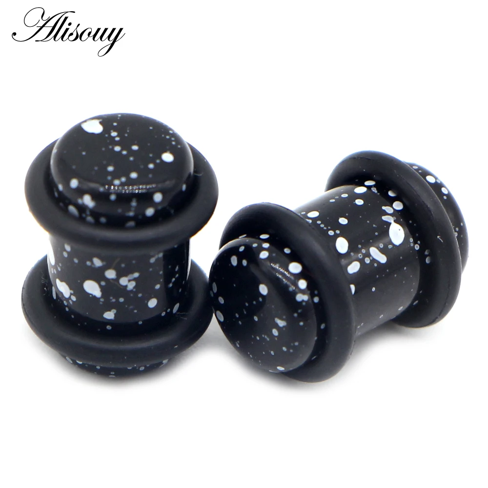 Alisouy 2pc Acrylic UV Ear Bone Plug ear Tunnel Piercing Expander Stretcher 12 color men women Body Jewelry 1.6mm-10mm | Украшения и