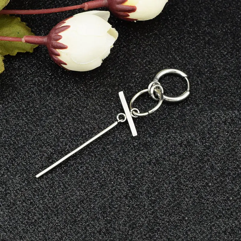 stud earring Корейские серьги в стиле панк, хипстер, рок, для мужчин и женщин, длинная цепочка, хип-хоп, нержавеющая сталь, уличные серьги-гвоздики, ювелирные изделия для парней - Окраска металла: stud earring