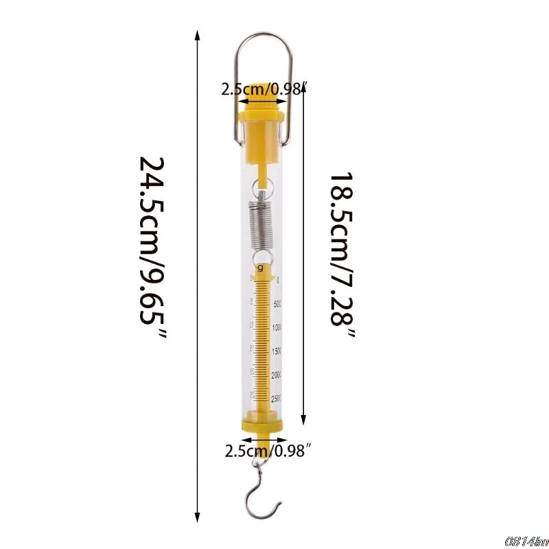 Newton force meter Max Capacity 25N Plastic Tubular Spring Scale Dual Scale Labeled for Physical Experiment