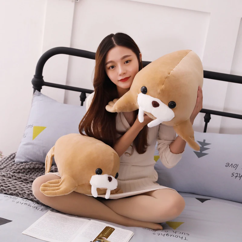 

Cartoon Software Down Cotton Walrus Seal Puppy Plush Toy Sleep Pillow Bed Sofa Pillow Backrest