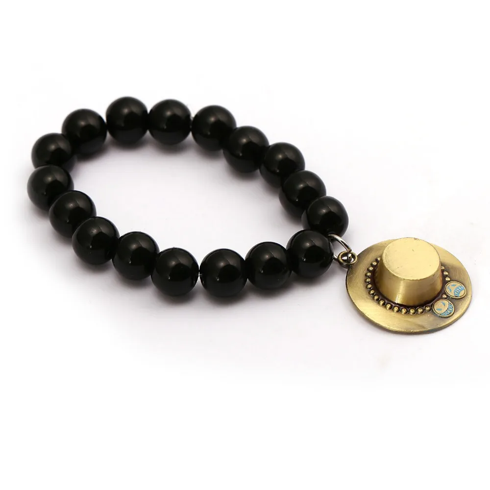 J магазин модный чёрный акриловый бисер браслет для мужчин Браслеты &amp One piece Тони