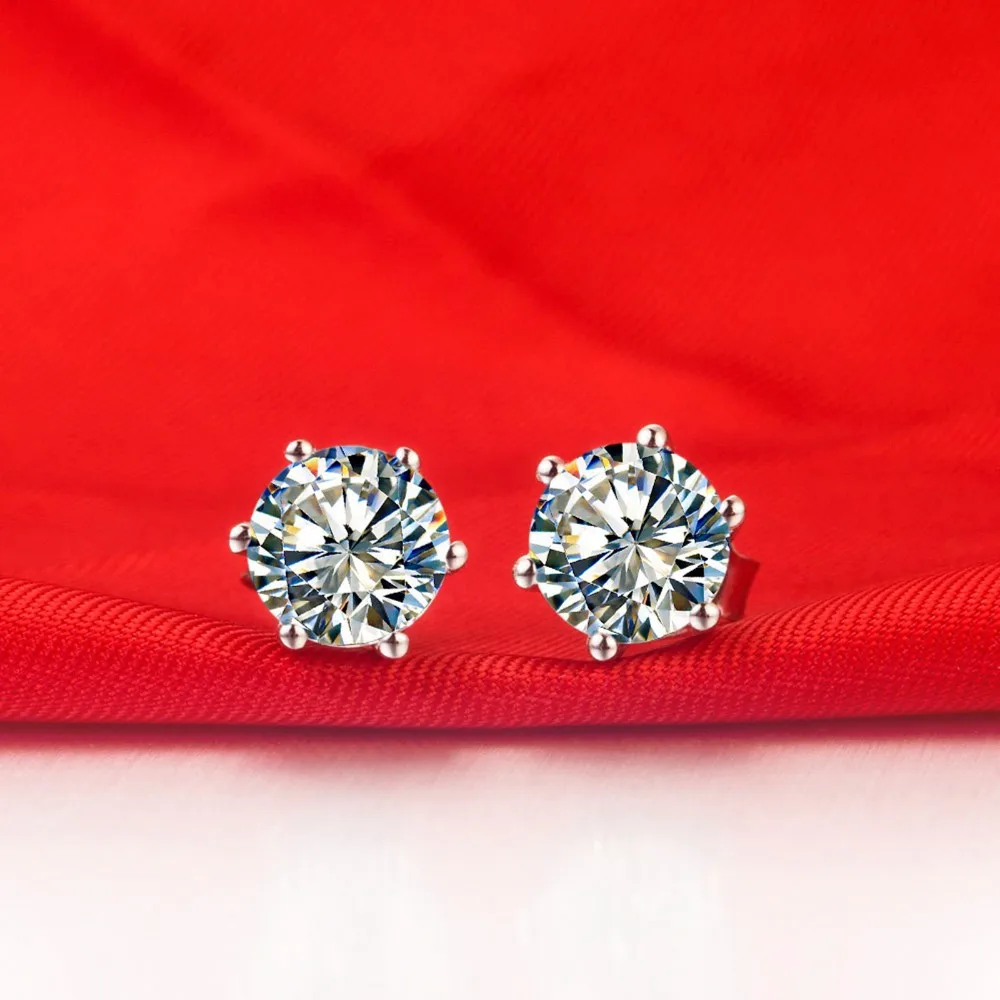 Твердые 14 К Белое Золото Довольно 0.5Ct/Шт Круглый Cut Женский Обручальное Серьги Годовщина Свадьбы Ювелирных Изделий OEM