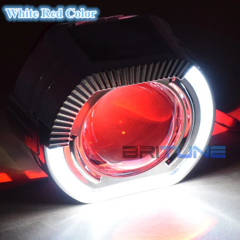 Двухксеноновые линзы angel eyes, спортивные фары X5, линзы 3,0 Super H1, HID, проектор, светодиодный, Halo, комплект для H4, H7, автомобильные аксессуары, тюнинг, сделай сам - Цвет: White Red Color