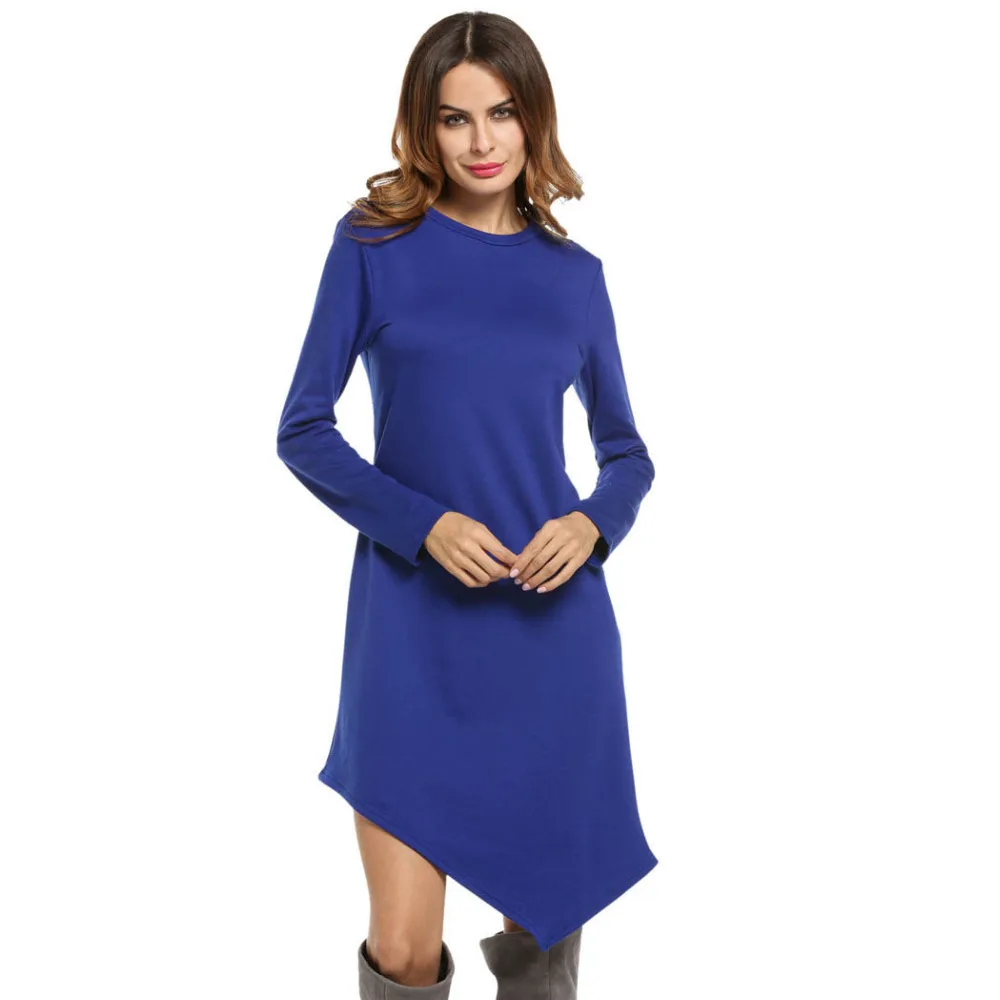 Женское платье с круглым вырезом Meaneor Повседневное трапециевидной формы длинным