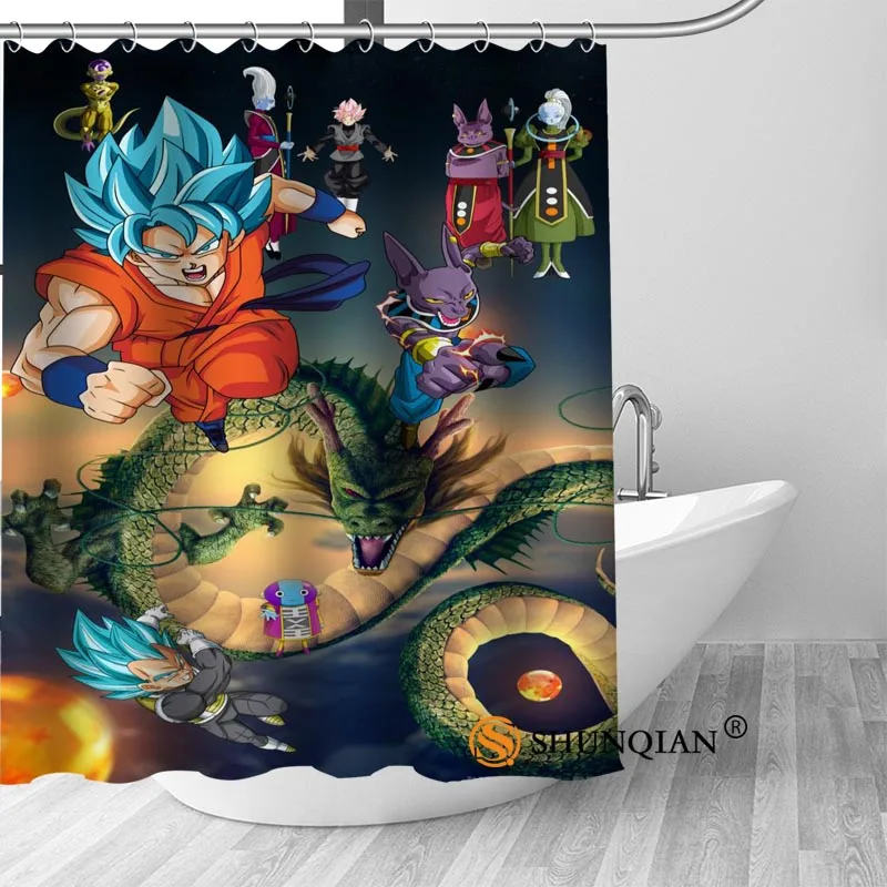 Custom Dragon Ball Hot Sale Polyester Fabric Printing Shower Curtain 12 Hooks For The Bathroom 3D Waterproof Bath Curtain - Цвет: Shower Curtain