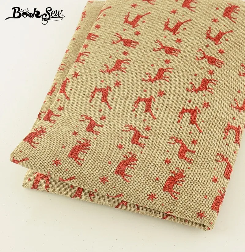 Booksew Лен Ткань 50x150 см пятнистого оленя Дизайн метр ткани Вышивание для мешок