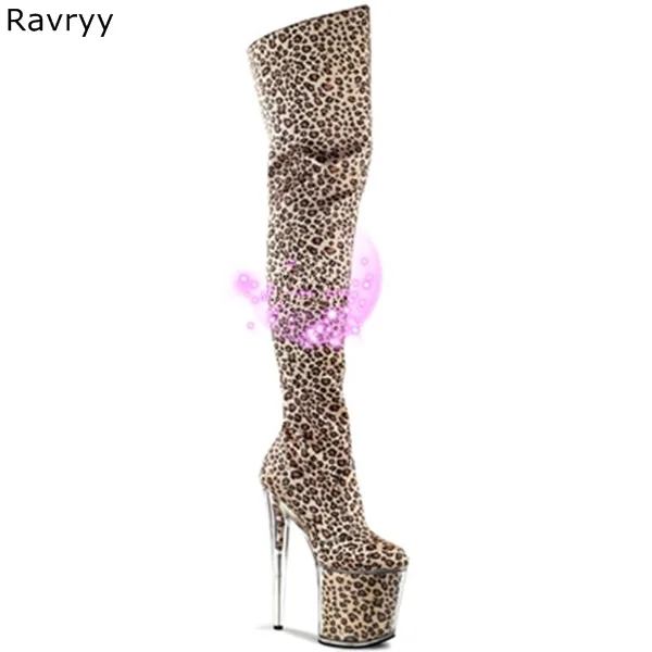Женские леопардовые сапоги выше колена на платформе 20 см|women long boots|long bootsfashion boots |