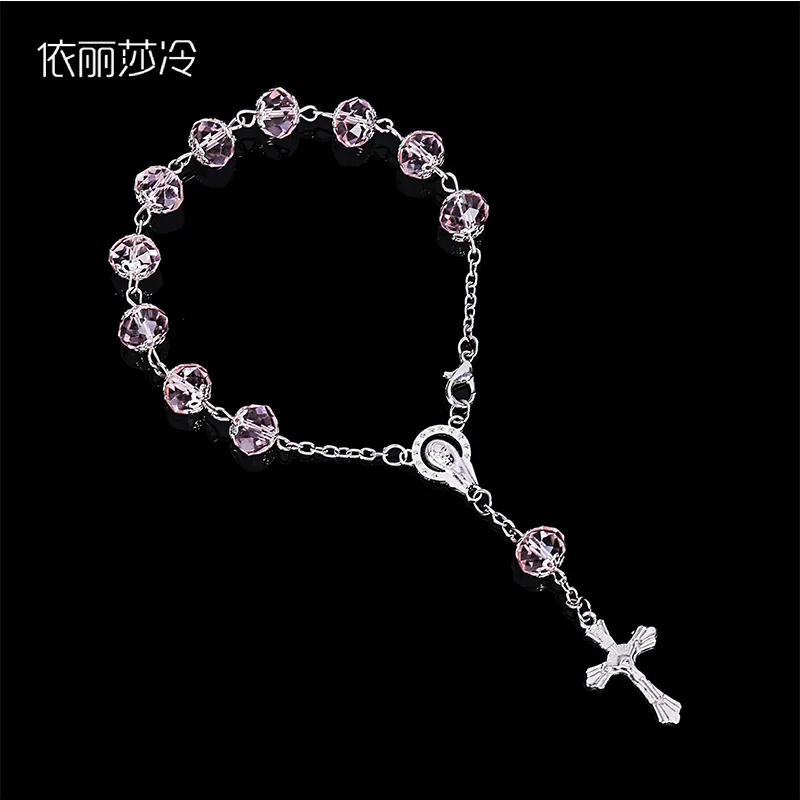 8 мм. Модные ювелирные изделия браслет с кристаллами Иисусом милосердия и св.