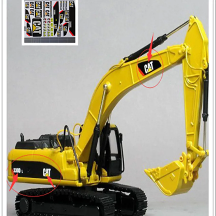 

RC Excavator Model Adhesive Sticker Body Decals For Caterpiller 1:14 1:16 Toys Excavator Bulldozer Forklift Engineering Vehicle