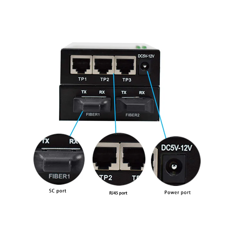 Fiber media converter 10/100M 3 port+2 fiber port optical SC 1310&1550nm AB media converter 1 pcs