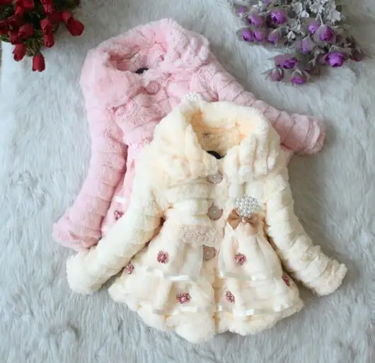 Baby Girls Jackets Autumn Winter Kids Warm Thick Outerwear Clothes Children Flower Lace Coat Infant Girl Clothing | Детская одежда и