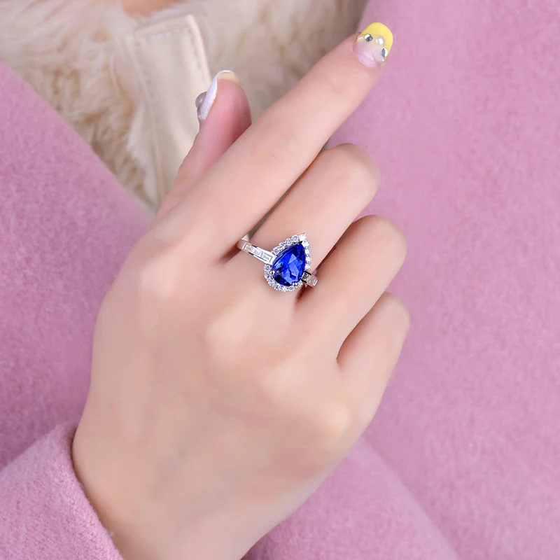 Кольцо из настоящего белого золота 14 к с бриллиантами|ring ring|tanzanite diamond ringdiamond tanzanite