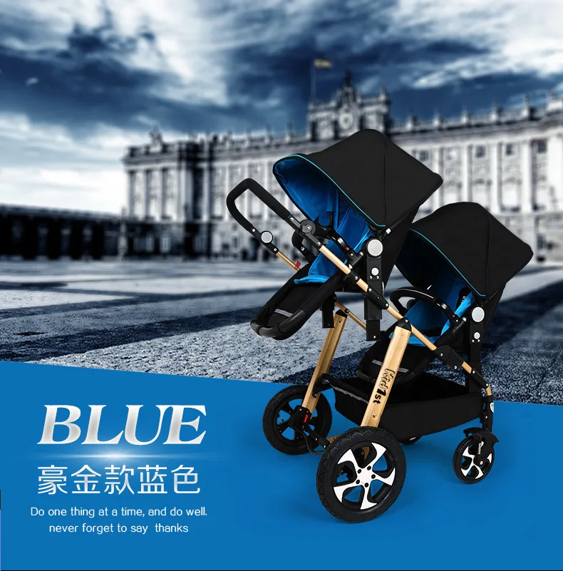 Babyfond детская коляска-двойка может сидеть и лежать под высоким ландшафтом светильник и противоударная Складная двойная коляска