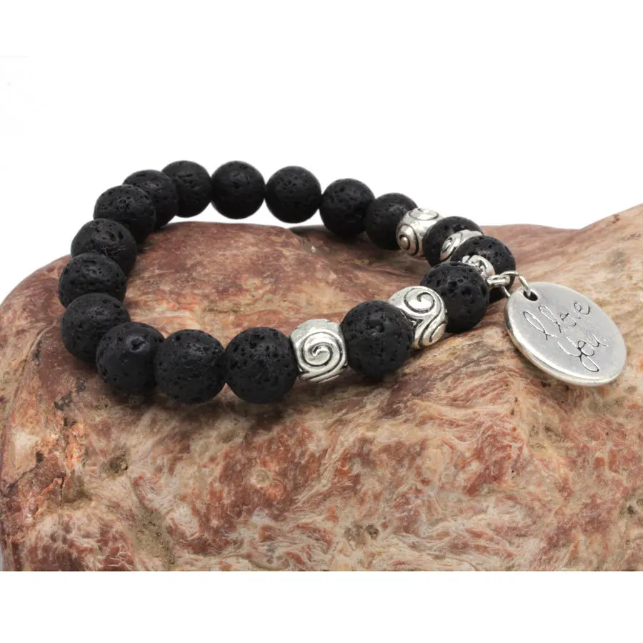 Оптовая продажа черный вулканический лавовый камень тигровый глаз 10 мм подвеска