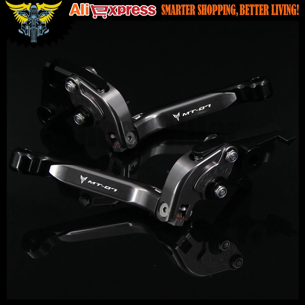 Для Yamaha MT 07/FZ 07 2014 2015 2016 лазерный логотип (MT 07) черный + титан ЧПУ Складной Выдвижная