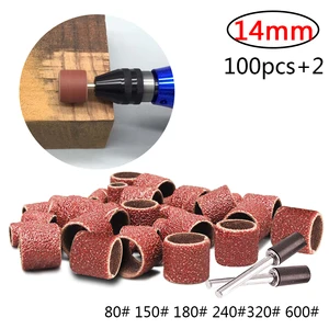 Набор шлифовальных лент Dremel, наждачная бумага 14 мм + 2 резиновых оправки для барабана в форме песка, вращающийся инструмент из стекловолокна