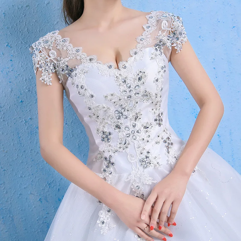 

Luxury Crystal Wedding Dresses In Stock Bride Dress Court Train Bridal Gowns Cheap China Bride Dress Elegant Vestidos Novia