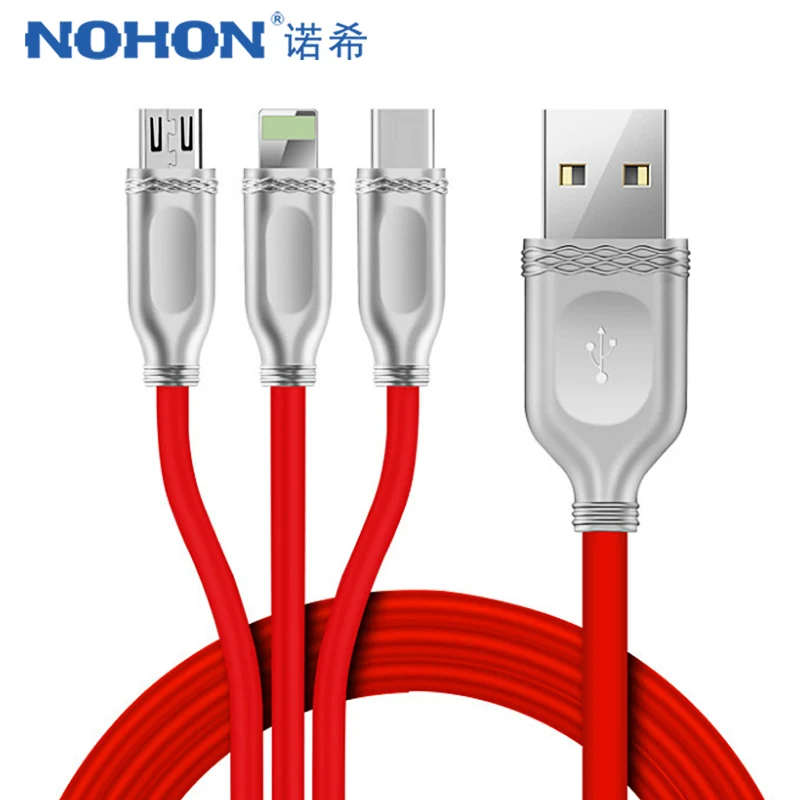 NOHON Универсальный 3 в 1 Micro USB с кабель для передачи данных Samsung S7 S6 Xiaomi 3A освещение