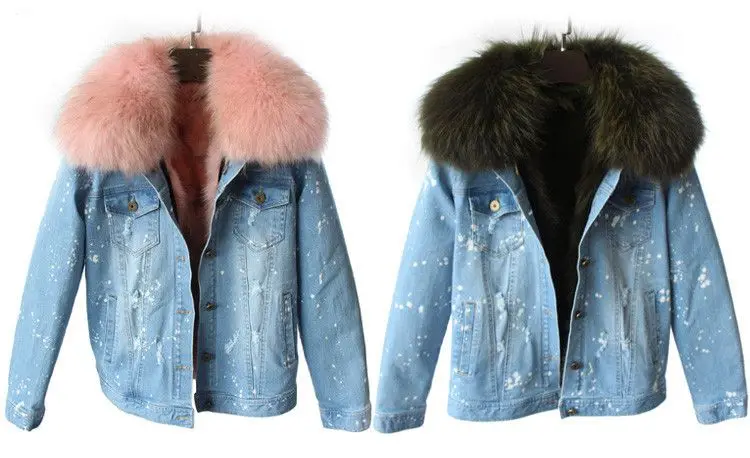 Подкладка из натурального Лисьего меха джинсовая куртка пальто parka100% большой воротник из меха енота Женское зимнее пальто джинсовая куртка