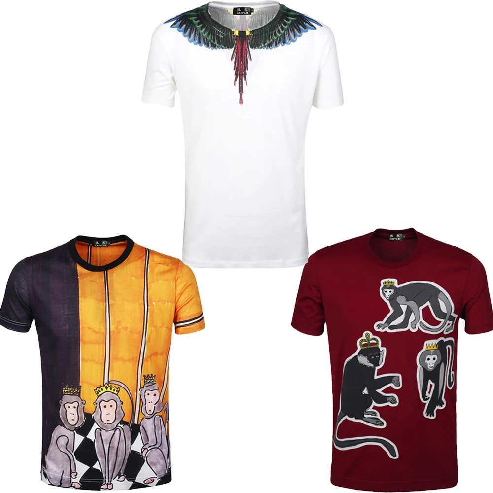 Мужская летняя новая мужская футболка красного цвета с вышивкой Slim Fit круглым