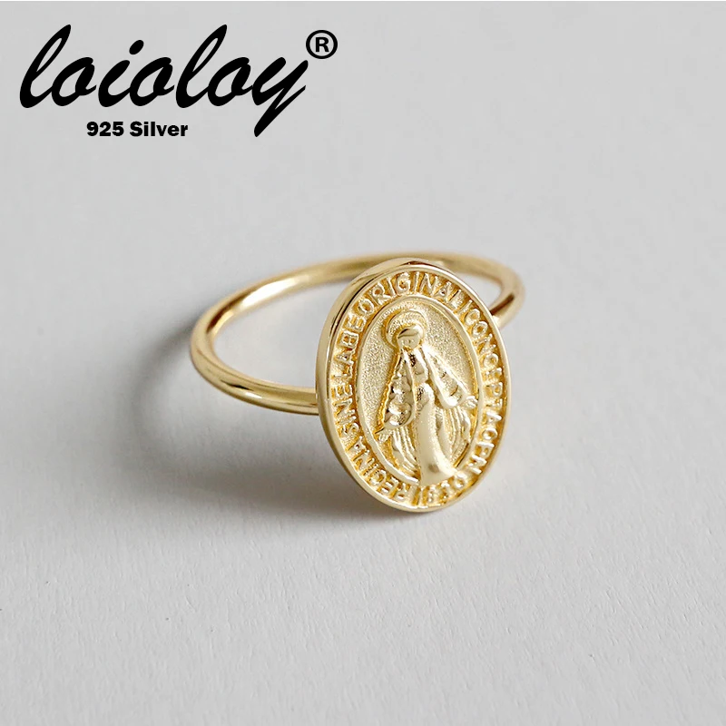 Loioloy 18 K золотого цвета Дева Мария круглые брендовые Открытые Кольца для женщин 100%