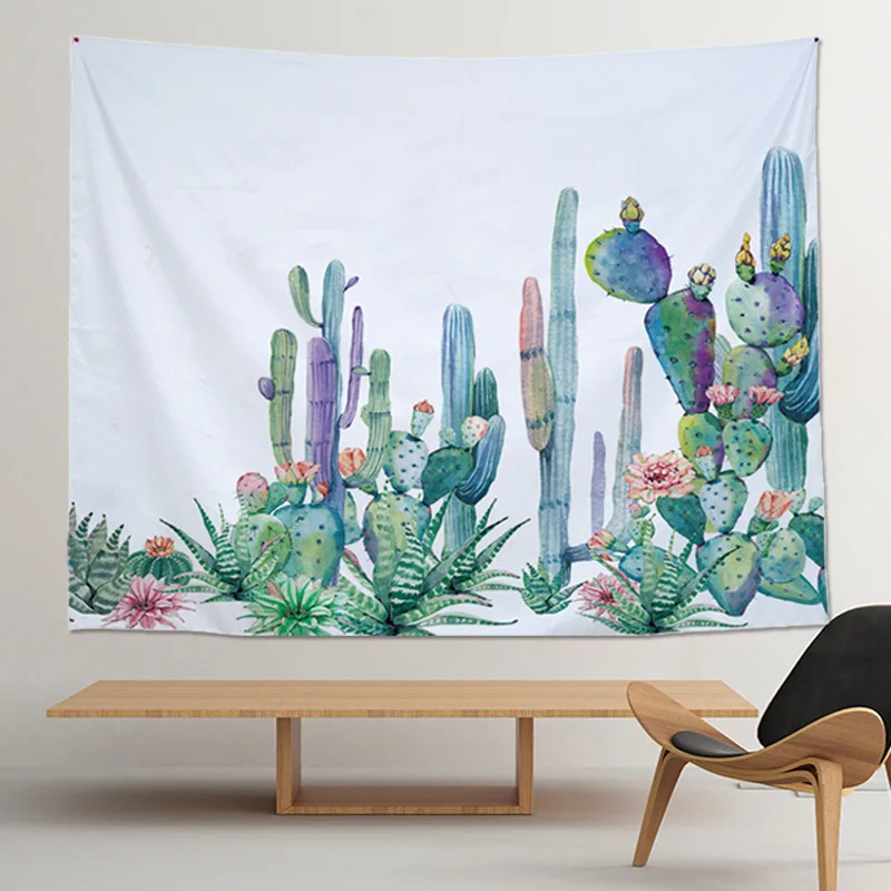 Акварель печатных полиэстер большой тропических растений цветок кактуса