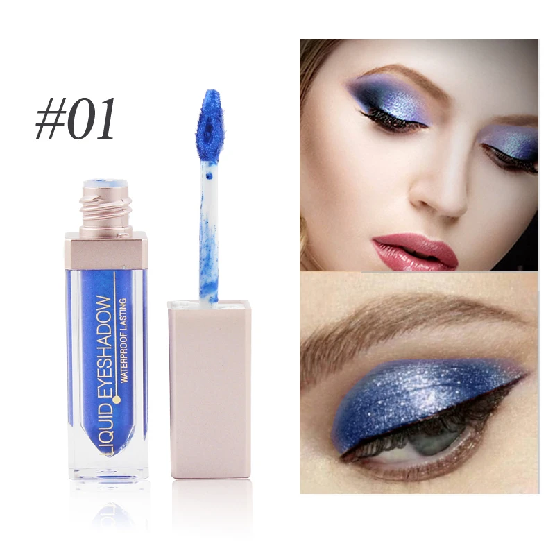 Профессиональный макияж Жидкие блестящие тени для век водостойкие мерцающие