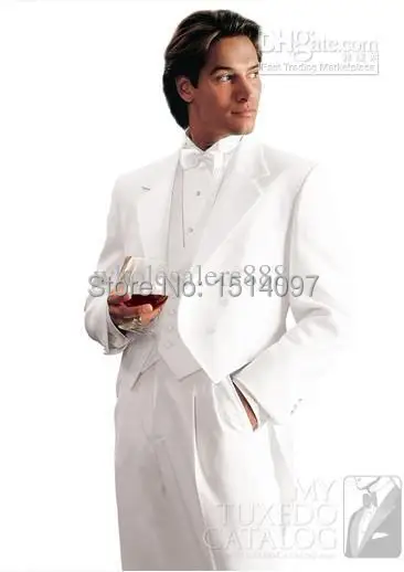 Double-breasted Taicoat Style IWhite Groom Tuxedos Best Man Notch Lapel Groomsmen Men Wedding Suits Bridegroom (Jacket+Pants+Tie | Мужская