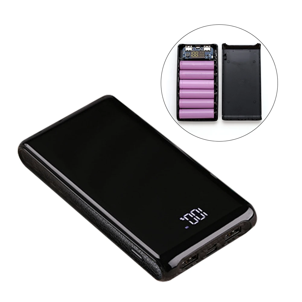 6 секций черный портативный DIY Kit Двойной интерфейс цифровой дисплей держатель