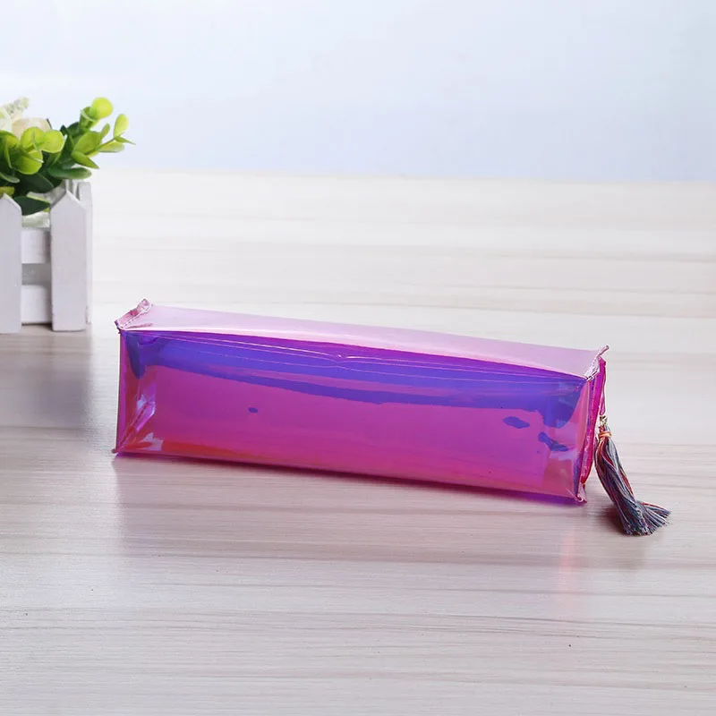 8 шт./лот Прозрачная женская косметичка для карандашей с лазерным