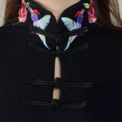 Женская футболка с вышивкой в китайском стиле Весенняя большого размера