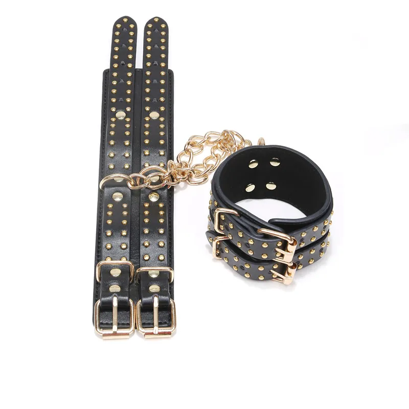 Высококачественные наручники кожаные заклепки бондаж на лодыжку металлические