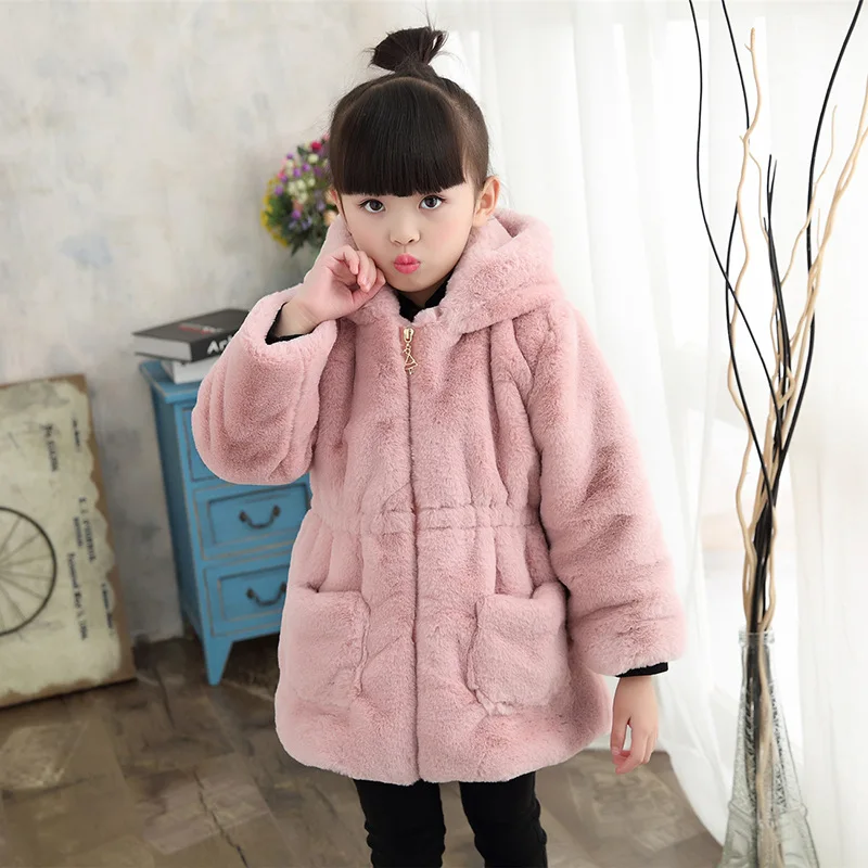 Зимнее пальто с искусственным мехом для девочек новинка 2018 года толстое теплое