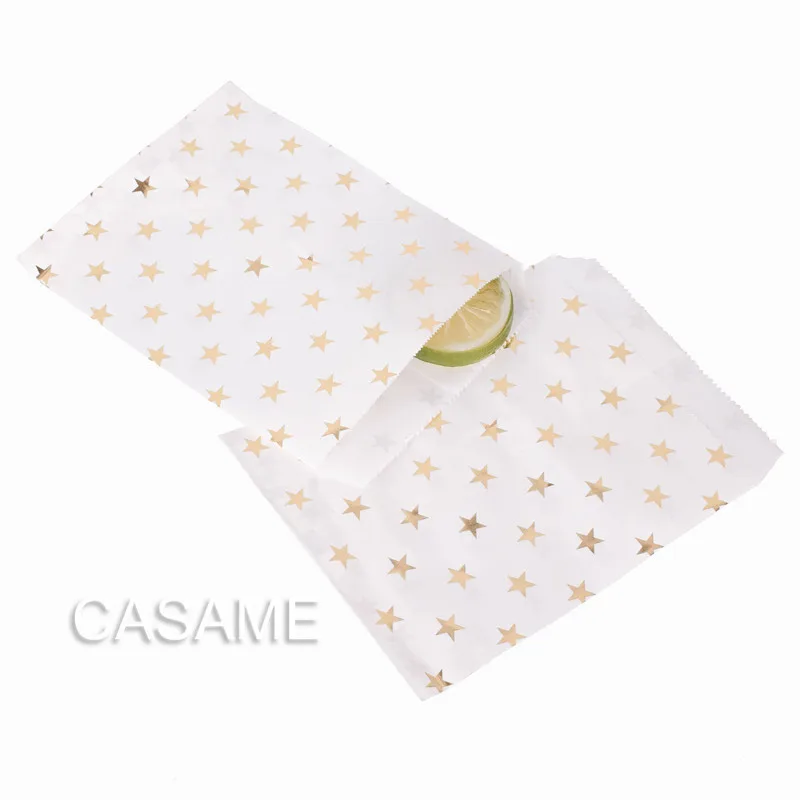 Gold Star 13x18 Рекламные бумажные пакеты красочные шеврон лакомство Ремесло бумажные пищевые безопасные сумки вечерние сувениры лучшие подарочные пакеты для гостей - Цвет: Gold Star 13x18