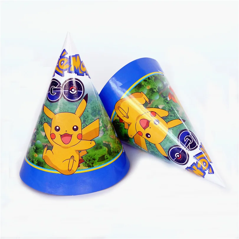 6 шт. 20*14.5 см Pokemon Go Пикачу Бумага Кепки шляпа мультфильм тема малыш мальчик День