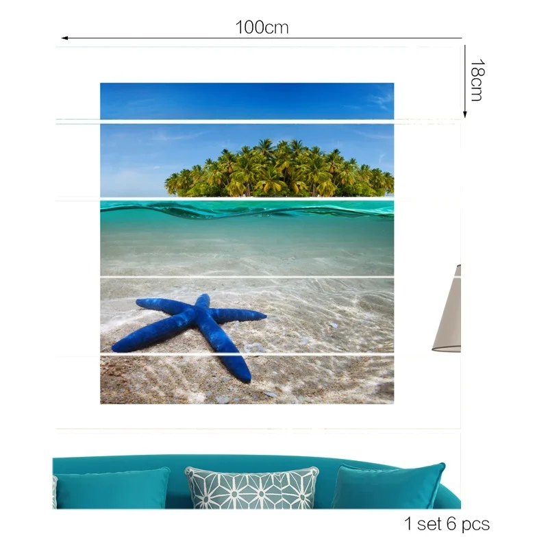 

3D Beach Stair Stickers Waterproof Removable Self-adhesive Wall Floor Decals Murals Stickers Home Decor Landscape 18*100cm