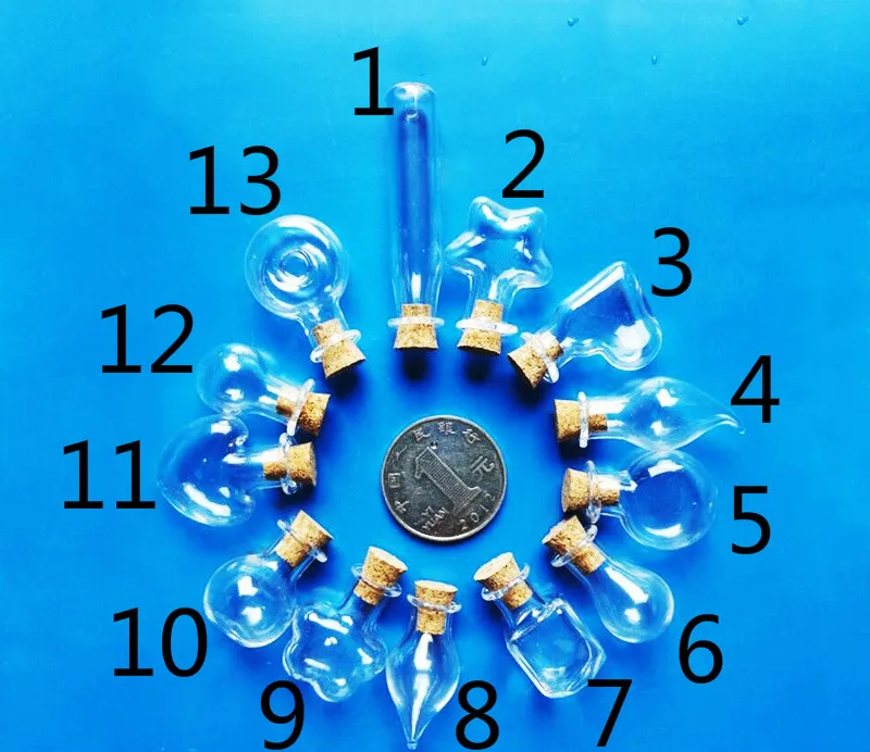 100 шт./лот 1 2 мл мини прозрачные стеклянные бутылки с пробковой пробкой маленькие