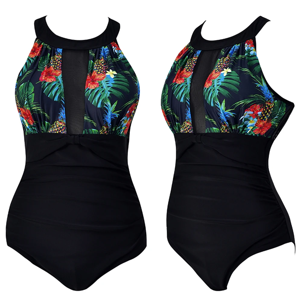 Бикини мода сетки Ruched Сексуальная спинки лето печати высокая средства ухода за