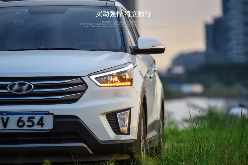 Автомобильный Стайлинг головной светильник s для hyundai IX25-19 светодиодный головной светильник для Creta налобный светодиодный дневной ходовой светильник светодиодный DRL Bi-Xenon HID